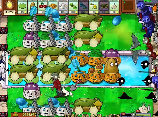 植物大战僵尸无尽模式如何搭梯子