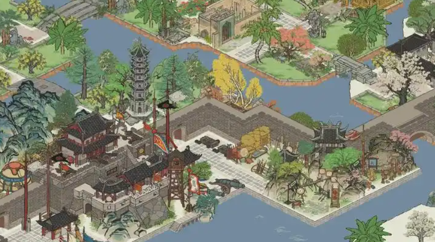 江南百景图城墙外放什么